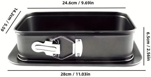 Removable Bottom Cake Pan for Cheesecake, Baking Tray with Quick-Release Buckle, Carbon Steel Rectangular Tin, 28x18x6.5cm, Dishwasher Safe in Saudi Arabia