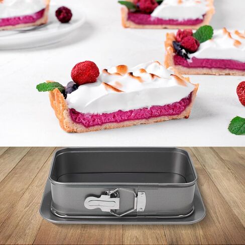 Removable Bottom Cake Pan for Cheesecake, Baking Tray with Quick-Release Buckle, Carbon Steel Rectangular Tin, 28x18x6.5cm, Dishwasher Safe in Saudi Arabia