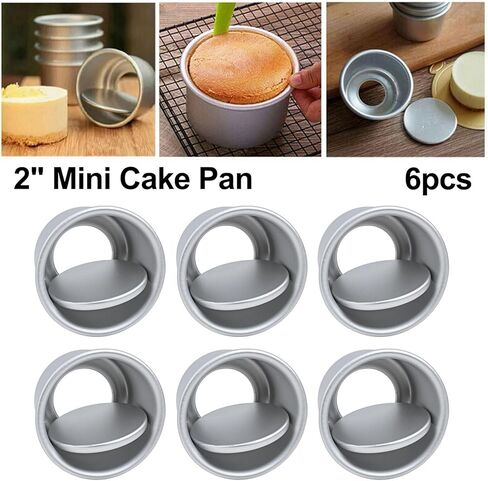 Mini Cake Pan with Removable Bottom, 2 Inch Aluminum Alloy Baking Mold for Pudding Dessert DIY, Non-Adhesion Anti-Oxidation, 6 10 20 Pack in Kuwait