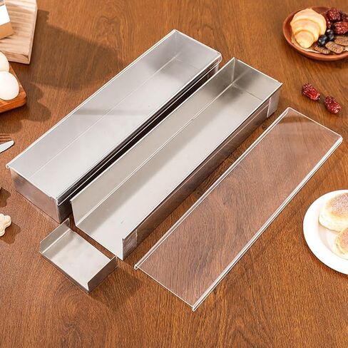 Cheesecake Baking Tray, Stainless Steel Long Cake Pan for Elegant Desserts, 40.3 x 10 x 6.5 cm, Silver, Compatible with Oven and Cooling Rack, 1-Pack in Kuwait