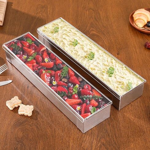 Cheesecake Baking Tray, Stainless Steel Long Cake Pan for Elegant Desserts, 40.3 x 10 x 6.5 cm, Silver, Compatible with Oven and Cooling Rack, 1-Pack in Kuwait