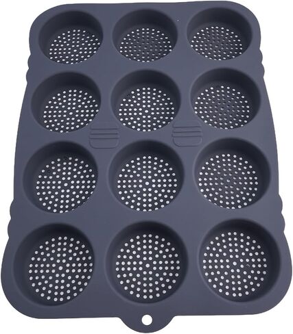 Silicone Hamburger Bun Pan, 12-Cavity Non-Stick Baking Tray for Burgers, Bread, Muffins, Pie, Eggs, 8 cm Diameter Cups, Grey, 39.5 x 29 x 3 cm in Kuwait