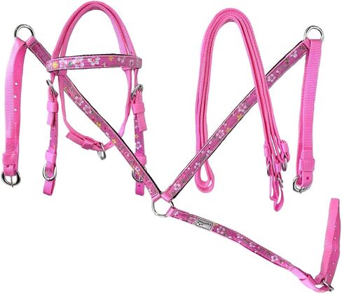 المهر حجم النايلون Headstall ومجموعة طوق الثدي مع لهجة الشريط زهرة in Kuwait