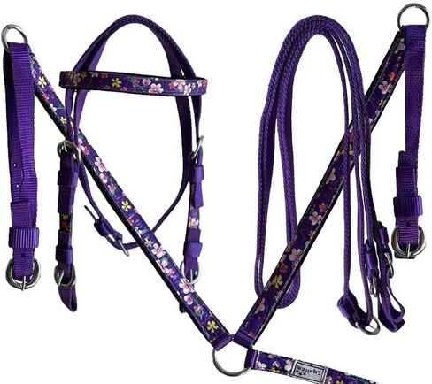 المهر حجم النايلون Headstall ومجموعة طوق الثدي مع لهجة الشريط زهرة in Kuwait