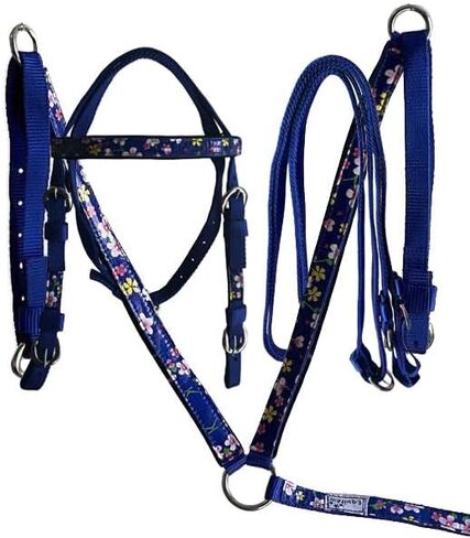 المهر حجم النايلون Headstall ومجموعة طوق الثدي مع لهجة الشريط زهرة in Kuwait