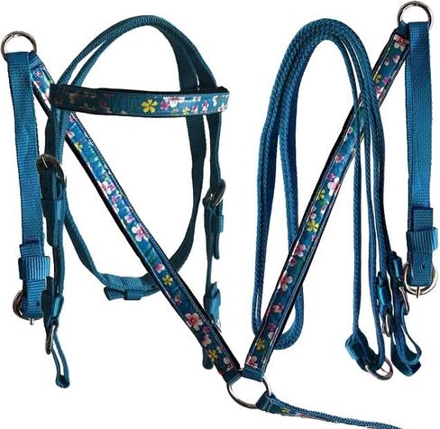 المهر حجم النايلون Headstall ومجموعة طوق الثدي مع لهجة الشريط زهرة in Kuwait