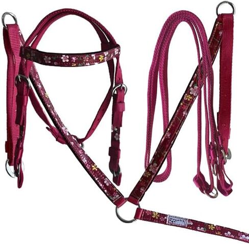 المهر حجم النايلون Headstall ومجموعة طوق الثدي مع لهجة الشريط زهرة in Kuwait
