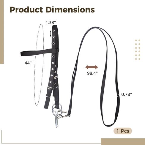 Varku Horse Bridle, Large Size, Black Nylon, Adjustable Headstall, Long-Lasting Heavy Duty Double Buckle, Comfortable Fit, Secure Stitching, Tool-Free Bit Change for Horses Over 4.27 Feet Tall in Kuwait