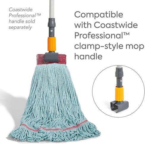 Professional Looped-End Wet Mop Head, Large, Recycled PET, 5" Headband, Blue in Kuwait