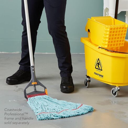 Professional Looped-End Wet Mop Head, Large, Recycled PET, 5" Headband, Blue in Kuwait