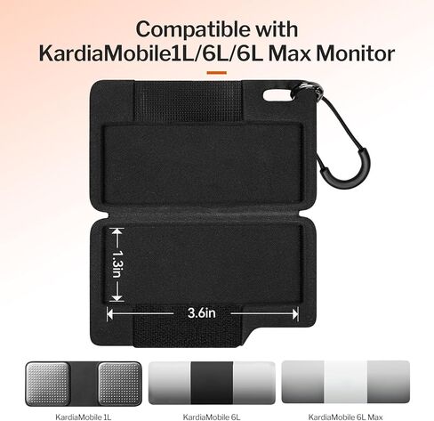 حافظة مراقبة القلب من SARLAR لجهاز Alivecor KardiaMobile 6L/6L Max/1-Lead Models، جراب صلب EVA ممتاز مع حلقة تسلق وحبل قصير، حافظة شاشة KardiaMobile EKG/شخصية مع سهولة الوصول - أسود in Saudi Arabia