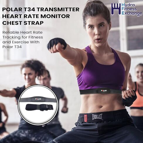 حزام الصدر لجهاز الإرسال Polar T34 لمراقبة معدل ضربات القلب - 392027802 - لاسلكي، مقاوم للماء، طويل المدى - متوافق مع أجهزة المشي ودراجات التمرين والمجدفين ومعدات اللياقة البدنية in Saudi Arabia
