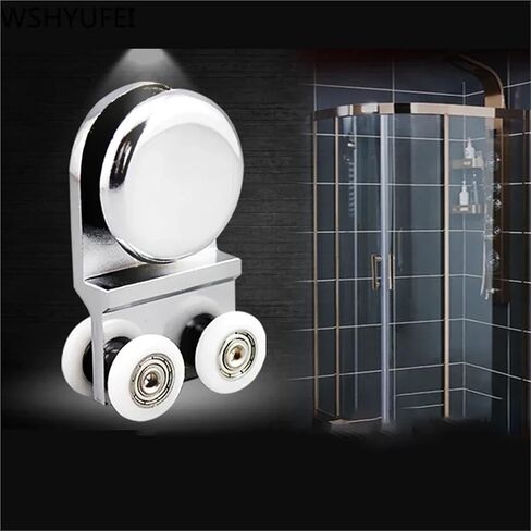 2 pcs/Set Glass Sliding Door Roller Rail Slide 4 Wheels Home Door Hanging Wheel Hanging Rail Pulley Bathroom Home Hardware in Saudi Arabia