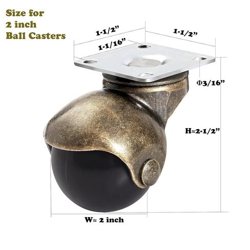 2 Inch Ball Caster Wheels, Vintage Wheels for Furniture, Antiqure Brass Swivel Casters Set of 4 for Coffee Table(1.5 inch Combo) in Saudi Arabia
