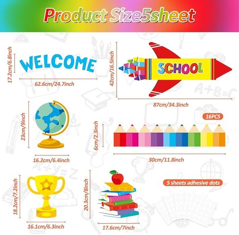 Welcome Back to School Bulletin Board Decorations Crayon Rocket Classroom Bulletin Board Border Set Colorful Rocket Classroom Paper Cutouts for Teacher Preschool Elementary Home Wall Decor in Kuwait
