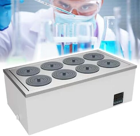 Digital Lab Water Bath, 1-8 Hole Thermostatic Electric Heater, Stainless Steel, Anti-Dry Burn, Adjustable Temperature for Laboratory Experiments, Reliable Heating Device. in Kuwait