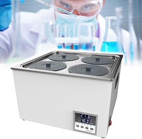 Digital Lab Water Bath Heater, 1-8 Hole Electric Heating Device, Stainless Steel, Anti-Dry Burn, Adjustable Temperature for Experiments and Lab Use in Kuwait