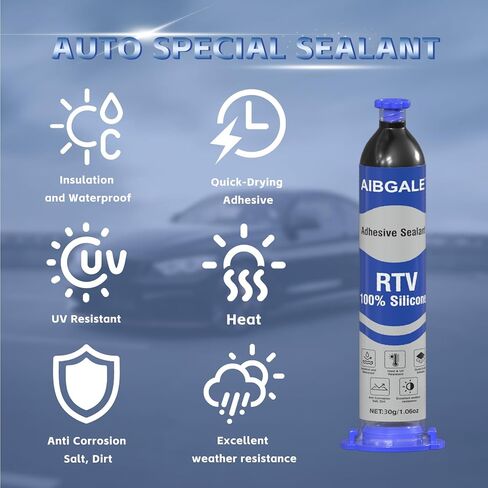 مانع تسرب لاصق من السيليكون بنسبة 100% من RTV، مانع تسرب عازل أسود، سدادة سيليكون مقاومة للماء للسيارات للزجاج الأمامي، والأبواب، ولوحات الدوائر، وأجهزة الاستشعار - 1.06 أونصة، مقاوم للحبر، غير موصل in Kuwait