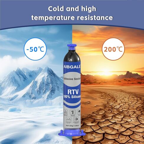 مانع تسرب لاصق من السيليكون بنسبة 100% من RTV، مانع تسرب عازل أسود، سدادة سيليكون مقاومة للماء للسيارات للزجاج الأمامي، والأبواب، ولوحات الدوائر، وأجهزة الاستشعار - 1.06 أونصة، مقاوم للحبر، غير موصل in Kuwait