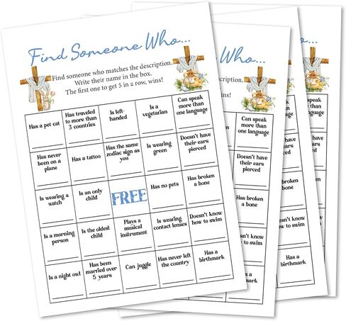 Easter Find Someone Who Bingo Cards, Spring Bunny Eggs Bingo Game for Large Group Family, Outdoor Ice Breaker Game for Adults, Fun Easter Party Gifts Supplies, 06 in Saudi Arabia