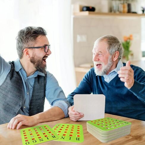 بطاقات Yuanhe Bingo مع نوافذ منزلقة - مجموعة بطاقات ألعاب Bingo للسفر قابلة لإعادة الاستخدام، 25 حزمة، أخضر in Saudi Arabia