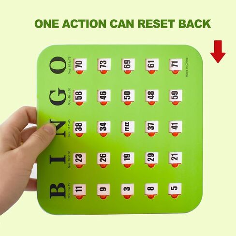 بطاقات Yuanhe Bingo مع نوافذ منزلقة - مجموعة بطاقات ألعاب Bingo للسفر قابلة لإعادة الاستخدام، 25 حزمة، أخضر in Saudi Arabia