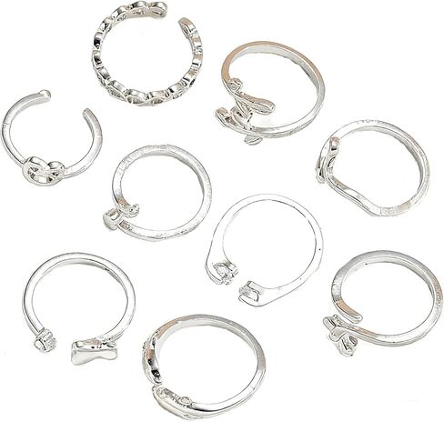 9Pcs Adjustable Toe Rings for Women Silver Open African Toe Rings Summer Beach Foot Jewelry Set Boho Toe Ring Set Geometric Stacking Friendship Birthday Gift in Kuwait