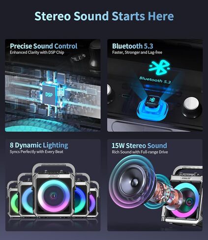 جهاز كاريوكي محمول، مع ميكروفونات لاسلكية، مكبر صوت بلوتوث للحفلات مع مصابيح LED، مضخم صوت عالي، USB/AUX، مكبر صوت كاريوكي خارجي للبالغين والأطفال، المنزل والحفلات in Kuwait