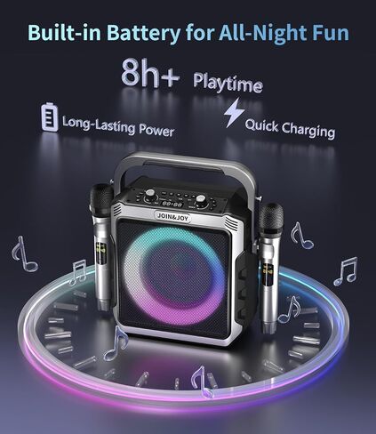 جهاز كاريوكي محمول، مع ميكروفونات لاسلكية، مكبر صوت بلوتوث للحفلات مع مصابيح LED، مضخم صوت عالي، USB/AUX، مكبر صوت كاريوكي خارجي للبالغين والأطفال، المنزل والحفلات in Kuwait