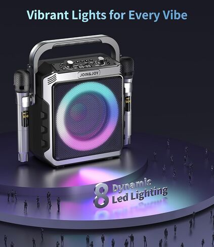 جهاز كاريوكي محمول، مع ميكروفونات لاسلكية، مكبر صوت بلوتوث للحفلات مع مصابيح LED، مضخم صوت عالي، USB/AUX، مكبر صوت كاريوكي خارجي للبالغين والأطفال، المنزل والحفلات in Kuwait