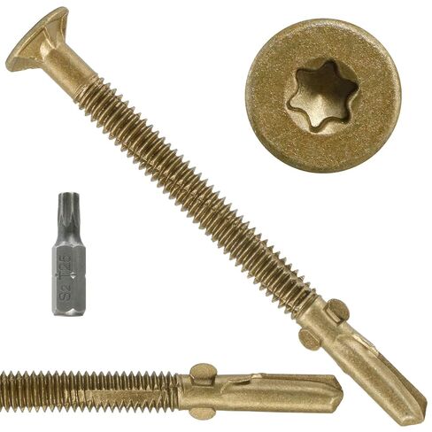 #10 x 3 Trailer Deck Screws, Self-Tapping Sheet Wood Metal Screw, 124Pcs T25 Star Bits Reamer Tek Screws for Trailers, for Attaching Wood to Steel in Saudi Arabia