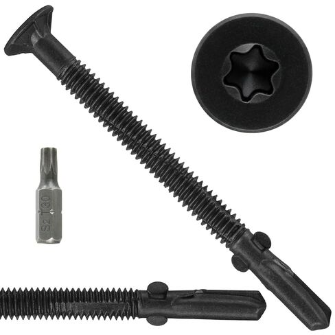#10 x 3 Trailer Deck Screws, Self-Tapping Sheet Wood Metal Screw, 124Pcs T25 Star Bits Reamer Tek Screws for Trailers, for Attaching Wood to Steel in Saudi Arabia