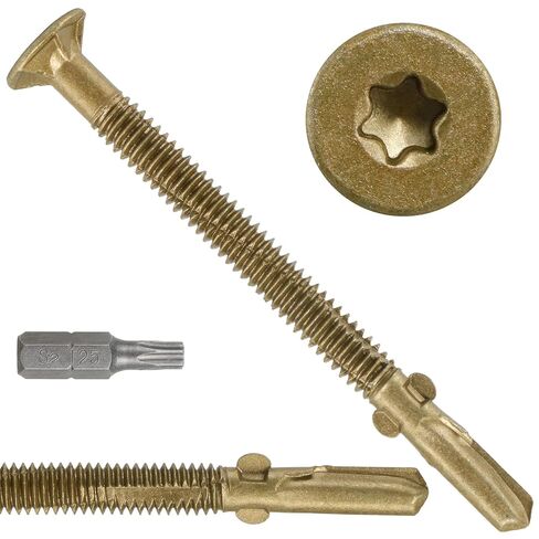 #10 x 3 Trailer Deck Screws, Self-Tapping Sheet Wood Metal Screw, 124Pcs T25 Star Bits Reamer Tek Screws for Trailers, for Attaching Wood to Steel in Saudi Arabia