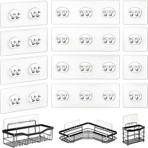 14 Pack Shower Caddy Adhesive Replacement, Strong Adhesive Hooks for Shower Caddy, Shower Shelf Adhesive No Drilling, for Bathroom Storage Shelves and Kitchen Racks & Soap Holder in Saudi Arabia