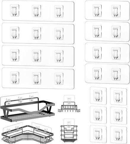 14 Pack Shower Caddy Adhesive Replacement, Strong Adhesive Hooks for Shower Caddy, Shower Shelf Adhesive No Drilling, for Bathroom Storage Shelves and Kitchen Racks & Soap Holder in Saudi Arabia
