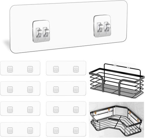 14 Pack Shower Caddy Adhesive Replacement, Strong Adhesive Hooks for Shower Caddy, Shower Shelf Adhesive No Drilling, for Bathroom Storage Shelves and Kitchen Racks & Soap Holder in Saudi Arabia