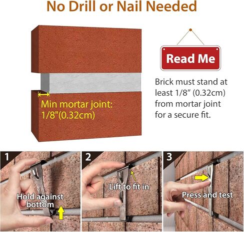 مشابك خطاف من الطوب (12 قطعة) للتعليق في الهواء الطلق، شماعات من الطوب تناسب الحجم القياسي من الطوب من 2-1/4 بوصة إلى 2-3/8 بوصة في الارتفاع، مشابك جدارية شديدة التحمل من الطوب للتعليق بدون حفر أو أظافر in Kuwait