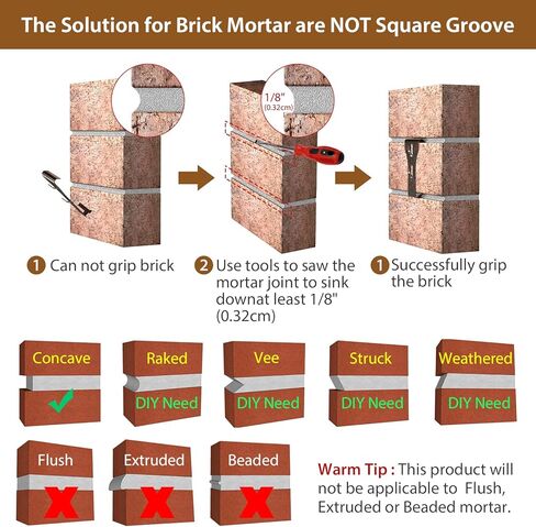 مشابك خطاف من الطوب (12 قطعة) للتعليق في الهواء الطلق، شماعات من الطوب تناسب الحجم القياسي من الطوب من 2-1/4 بوصة إلى 2-3/8 بوصة في الارتفاع، مشابك جدارية شديدة التحمل من الطوب للتعليق بدون حفر أو أظافر in Kuwait