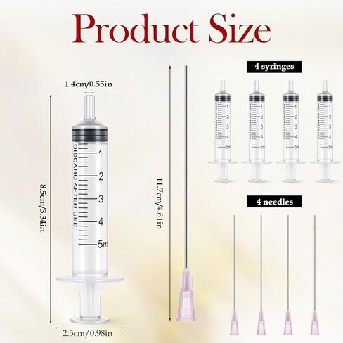 5ML Plastic Perfume Syringes Extractor Decanter Kit, 4Pcs Refillable Perfume Refill Tool with Blunt-tip Stainless Needle Tip for Ink Pen Printer Filling Dispensing Measuring in Saudi Arabia