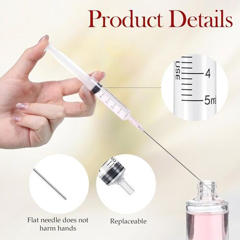 5ML Plastic Perfume Syringes Extractor Decanter Kit, 4Pcs Refillable Perfume Refill Tool with Blunt-tip Stainless Needle Tip for Ink Pen Printer Filling Dispensing Measuring in Saudi Arabia