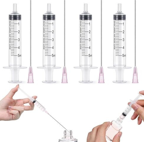 5ML Plastic Perfume Syringes Extractor Decanter Kit, 4Pcs Refillable Perfume Refill Tool with Blunt-tip Stainless Needle Tip for Ink Pen Printer Filling Dispensing Measuring in Saudi Arabia