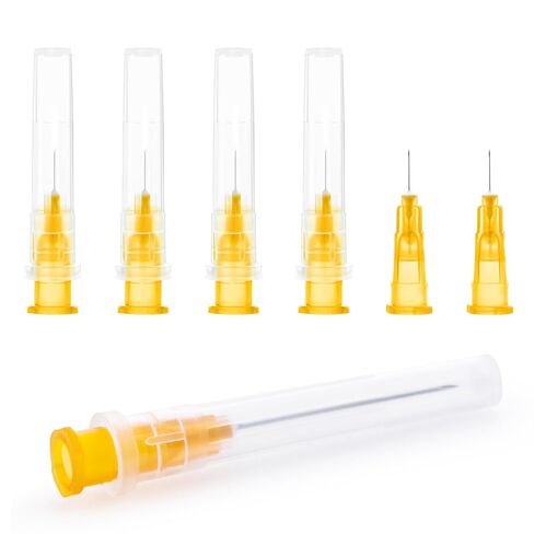 إبرة مقاس 34 مقاس 5/32 بوصة مع أغطية، إبرة قفل Luer للاستعمال مرة واحدة للتوزيع العلمي والمختبري ملفوفة بشكل فردي، صندوق مكون من 100 قطعة in Kuwait