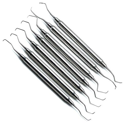 Gracey Curettes 1/2-13/14 Hollow Handle Double Ended Periodontal Dental Instruments Set of 7 in Saudi Arabia