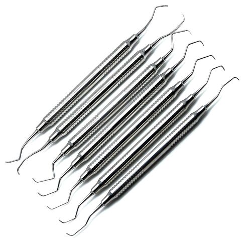 Gracey Curettes 1/2-13/14 Hollow Handle Double Ended Periodontal Dental Instruments Set of 7 in Saudi Arabia