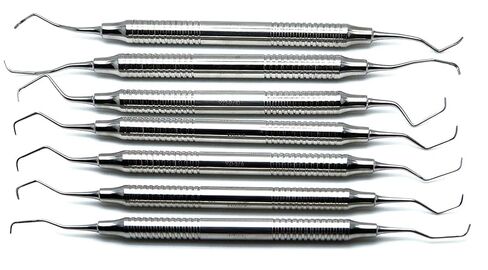 Gracey Curettes 1/2-13/14 Hollow Handle Double Ended Periodontal Dental Instruments Set of 7 in Saudi Arabia
