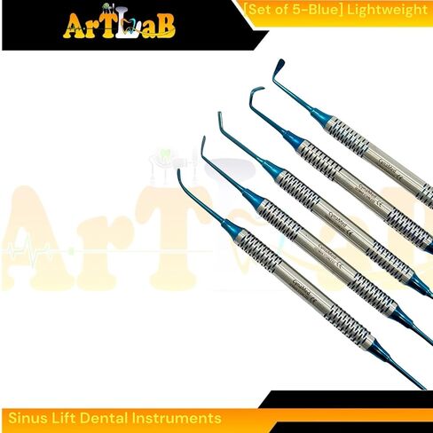 Pack of 5 Dental Implant Sinus Lift Scaler Instruments Double-Ended, Blue Color, Lightweight German Stainless Steel in Saudi Arabia
