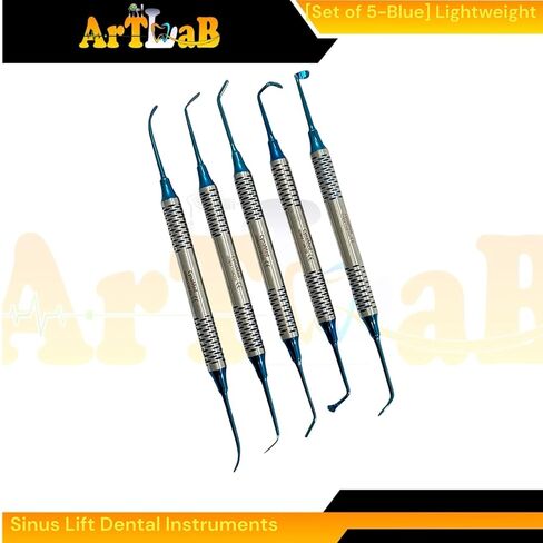 Pack of 5 Dental Implant Sinus Lift Scaler Instruments Double-Ended, Blue Color, Lightweight German Stainless Steel in Saudi Arabia