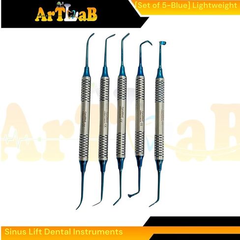 Pack of 5 Dental Implant Sinus Lift Scaler Instruments Double-Ended, Blue Color, Lightweight German Stainless Steel in Saudi Arabia