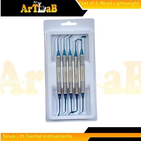 Pack of 5 Dental Implant Sinus Lift Scaler Instruments Double-Ended, Blue Color, Lightweight German Stainless Steel in Saudi Arabia