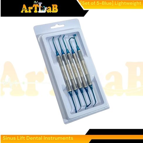 Pack of 5 Dental Implant Sinus Lift Scaler Instruments Double-Ended, Blue Color, Lightweight German Stainless Steel in Saudi Arabia